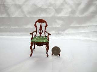 High end quality of carved arm chair for 1:12 scale doll house green 