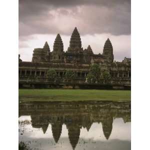 Angkor Wat Temple Reflected on the Surface of a Pool of Water 