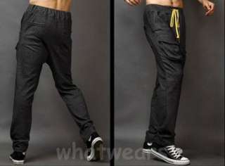 Fashion Mens Casual Sport Trousers Harem Big Pocket Pants Light Grey 