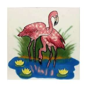  Flamingo Decorative Ceramic Wall Art Tile 8x8: Home 