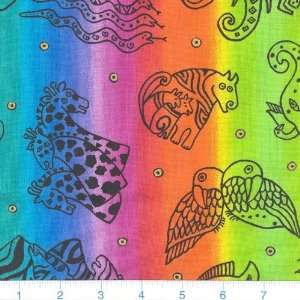  45 Wide Laurel Burch Jungle Songs Animals Rainbow Fabric 