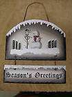 Snowman Seasons Greetings Slate Christmas Plaque  