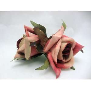   Red and Khaki Tan Rose Hair Clip Barrette 20% OFF, Limited. Beauty