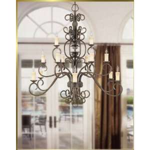 Wrought Iron Chandelier, JB 7194, 15 lights, French Bronze, 48 wide X 