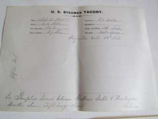 1864 USS Tacony Civil War collection of written reports  