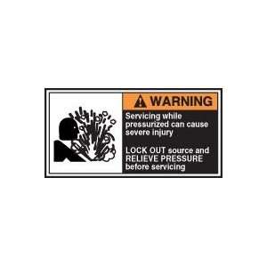 : WARNING Labels SERVICING WHILE PRESSURIZED CAN CAUSE SEVERE INJURY 