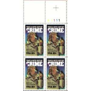 CRIME PREVENTION ~ CRIME DOG MCGRUFF #2102 Plate Block of 4 x 20¢ US 