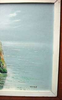 Nautical Oil Painting Signed Neves 1973 Dory & Pilings  