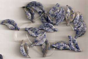 16 nat SODALITE Carved LEAF shaped 34x15mm Stone Beads  