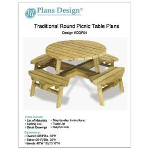  Traditional Round Picnic Table / Benches Woodworking Plans 
