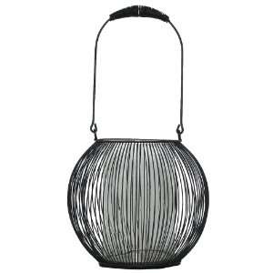  Metal lantern with inserted glass cylinder 14 1/2H x 14D 