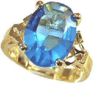 18kt Gold gp Simulated Aquamarine Ladies Ring Size 5 10 W518 Free 