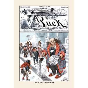  Puck Magazine Spoiling Their Slide 12x18 Giclee on canvas 