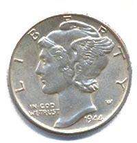 one) Silver Mercury Dime (1916   1945)