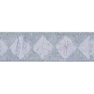   More Scribbled Floral Wall Border, 6.825 Inch by 180 Inch Silver, Gray