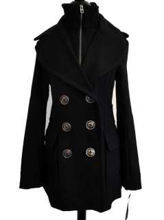 LAST! Miss Sixty Wool Double Breasted Coat Black Buttons and Zip Size 