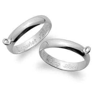  Sterling Silver Engraved Message Band with Charm Loop 