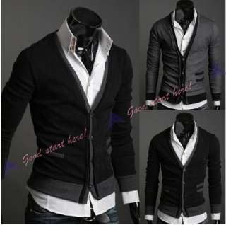   Premium Stylish Mock Pockets Knit Coat Cardigan New Black/ Da  
