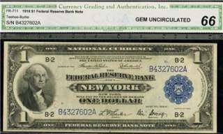   GEM 66 1918 New York Green Eagle $1 National FRBN Fr#711  