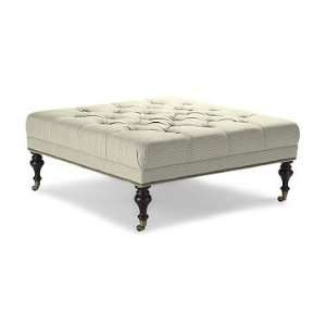   Sq Otto, Turned Leg with Tufted Top, Chunky Raffia, Off White, Welted