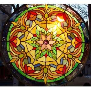   Stained Glass Window Panel 18 X 18 Round {9037 21}: Home & Kitchen