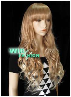 Long 24 in. Curly 2 Tone Blonde Hair Wig JN04  
