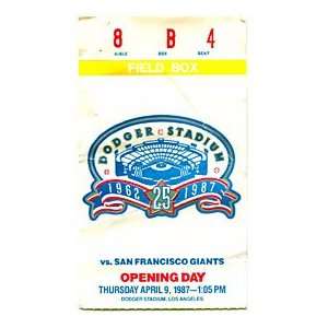    1987 Los Angeles Dodgers Opening Day Ticket: Sports & Outdoors