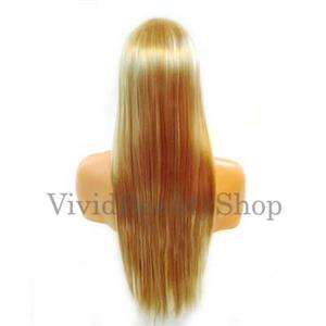 SYNTHETIC LACE FRONT STRAIGHT LONG FULL WIG HAIR BLONDE  