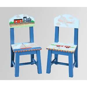  Kids painted wooden chairs   transportation Guidecraft 