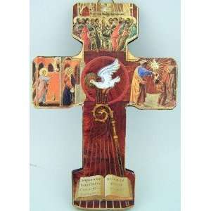   Crosier Catholic Wood Crucifix Wall Cross Gold Trim 6