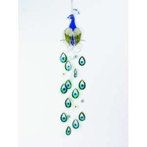  Peacock Glass Wind Chime: Patio, Lawn & Garden