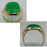 MENS RING ANTIQUE VINTAGE DECO COLLECTIBLE ESTATE JADE 10K YELLOW GOLD 