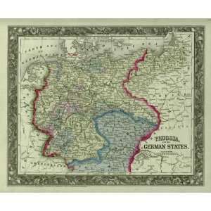  Mitchell 1860 Antique Map of Prussia & the German States 