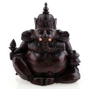 The Wisdom of Ganesha~Wood Carving Sculpture~Hindu Art  