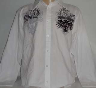 Xtreme Couture MMA Royalty Eagle White Mens Dress Shirt L  