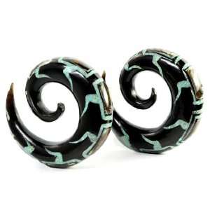  Crushed TURQUOISE with Abalone Shell Inlay on Spiral Horn 