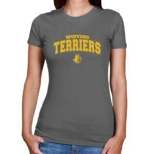  Wofford Terriers Ladies Charcoal Logo Arch T shirt Sports 