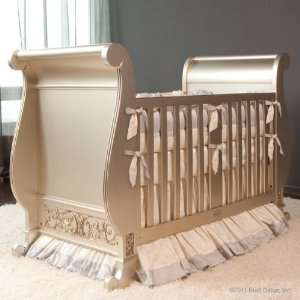  Bratt Decor Chelsea Sleigh Crib Antique Silver Baby