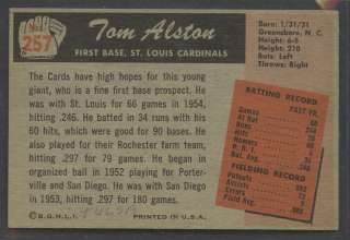 You are buying a 1955 Bowman card #257 of Tom Alston. This card is in 