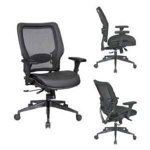   Black Leather Seat Chair with 4 Way Adjustable Arms, Seat Slider an