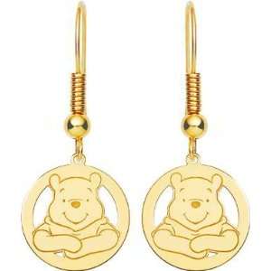  14K Gold Disney Winnie the Pooh Dangle Earrings: Jewelry