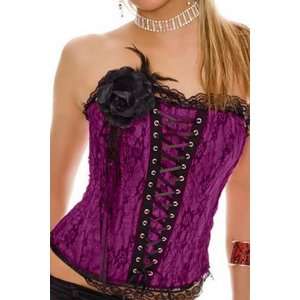   petal design on the top right corner, lace up front closure corset