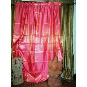 Pink Gold Sari Curtains Drapes Panels Window Dressing Rod Pocket 96 