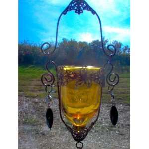  Glass and Iron Window Candle Holder in Groovy Gold: Home 