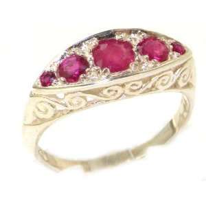  Carved Solid English Sterling Silver Natural Ruby Ring 