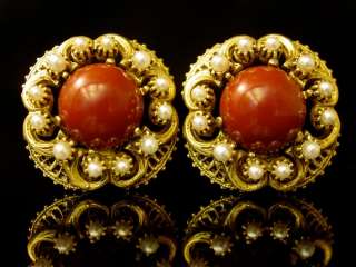 Vtg 60s Florenza Pearl Earring Pin Brooch Set Book Pc  