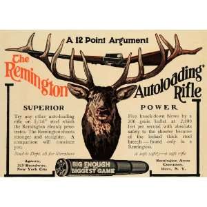 1907 Ad Remington Arms Autoloading Rifle Deer Hunting   Original Print 