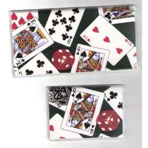    Checkbook Cover Debit Set Poker Cards and Dice 