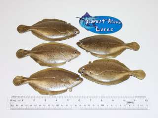Flounder Soft Plastic, (5) 6.5 Spotted Flounder Lures, Natural 