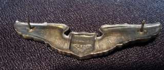   Military flying wings sterling silver Medal A.E. CO Utica N.Y